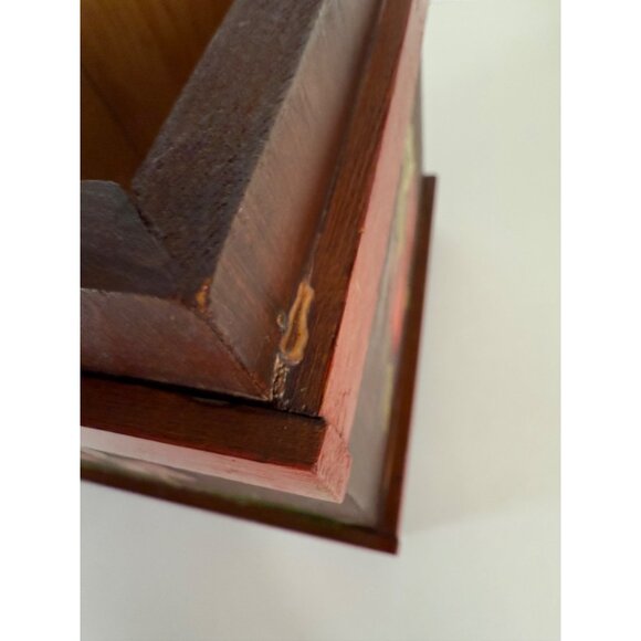 Retro Kitchen Wooden Box Mushroom Apple Rustic 70s Style Hand Painted Storage - Picture 12 of 16